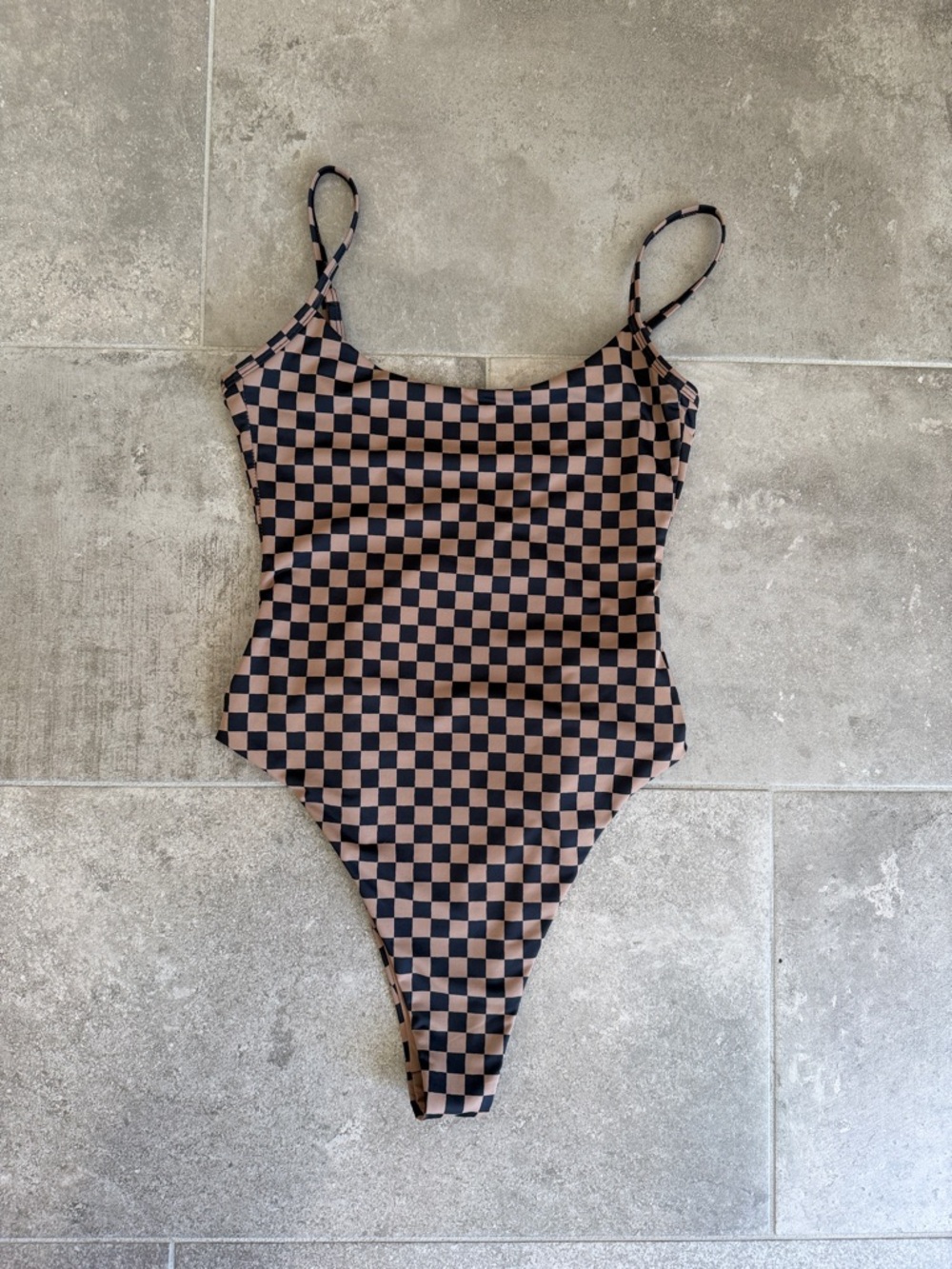 Tan Lines Checkered One Piece Swimsuit